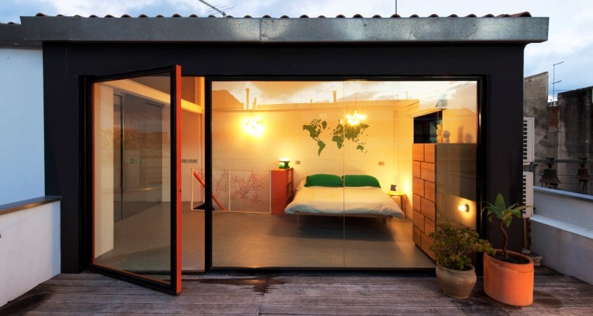 Gunnar Knechtel Photography, Italy, Sicily, Town: Syracuse, Island of Ortigia. The house of Francesco Moncada,. Third floor terrace with view to the bedroom.photographed on the 27+28,12.2010 for Dwell Magazine
